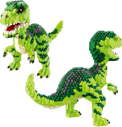 Dinosaur Tyrannosaurus Rex Building Builds Velociraptor Decor Micro Mini Blocks Toy Birthday for 6+ أطفال من البالغين 1457 قطعة in Kuwait