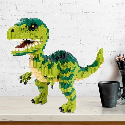Dinosaur Tyrannosaurus Rex Building Builds Velociraptor Decor Micro Mini Blocks Toy Birthday for 6+ أطفال من البالغين 1457 قطعة in Kuwait