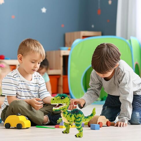 Dinosaur Tyrannosaurus Rex Building Builds Velociraptor Decor Micro Mini Blocks Toy Birthday for 6+ أطفال من البالغين 1457 قطعة in Kuwait