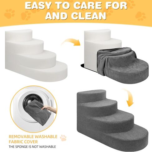 Dog Stairs for Small Dogs, Foam Steps for Small Dogs & Cats, 4 Steps Dog Ramp for High Beds, Couch, Window, Sofa, Pet Stairs with Removable Washable Cover, Non-Slip Sturdy Pet Steps, Gray in Kuwait