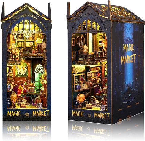 Book Nook Kit Pirate Ship Aden ، DIY Miniature Book Nook Kits للبالغين ، رف الكتب الخشبي ثلاثي الأبعاد ، إدراج مصابيح LED المستشعر ، للرجال المراهقين عائلة in Kuwait