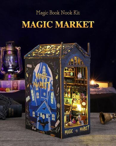 Book Nook Kit Pirate Ship Aden ، DIY Miniature Book Nook Kits للبالغين ، رف الكتب الخشبي ثلاثي الأبعاد ، إدراج مصابيح LED المستشعر ، للرجال المراهقين عائلة in Kuwait