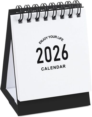 Mini Desk Calendar 2024-2025 - July 2024 until Dec 2025 Small Desktop Calendar Mini Daily Schedule Thick Paper Twin-Wire Binding with Stickers for Home Office School (Black-white) in Kuwait