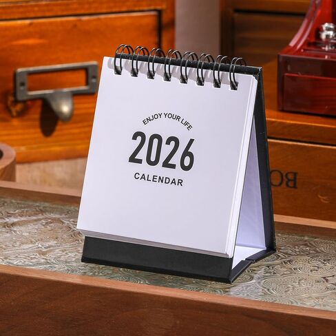 Mini Desk Calendar 2024-2025 - July 2024 until Dec 2025 Small Desktop Calendar Mini Daily Schedule Thick Paper Twin-Wire Binding with Stickers for Home Office School (Black-white) in Kuwait