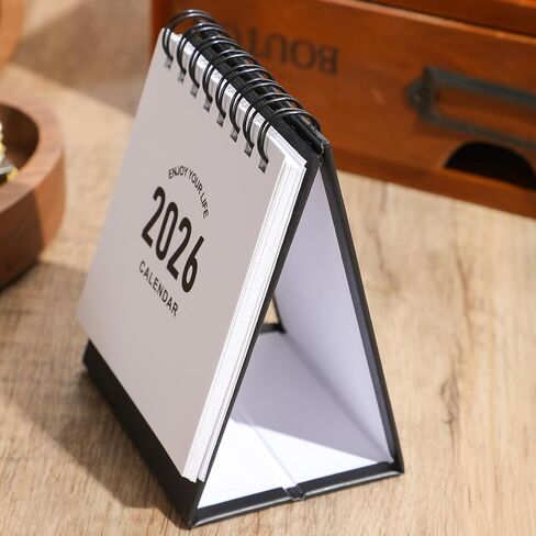 Mini Desk Calendar 2024-2025 - July 2024 until Dec 2025 Small Desktop Calendar Mini Daily Schedule Thick Paper Twin-Wire Binding with Stickers for Home Office School (Black-white) in Kuwait