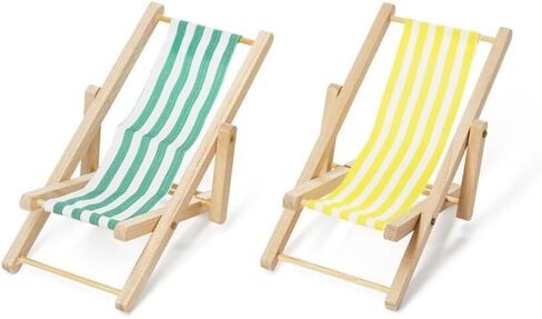Odoria 1/12 Miniature Beach Chair 2PCS Dollhouse Furniture Association ، أصفر وأخضر in Kuwait