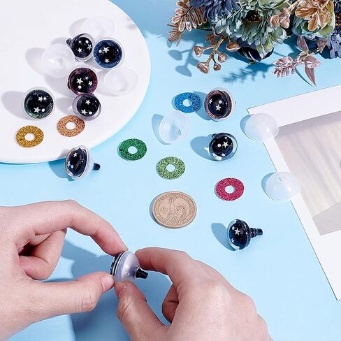 PH PandaHall 30 Pairs Star Safety Eyes for Crocheting 10 Colors 16mm 3D Glitter Craft Eyes Resin Amigurumi Eye with Washers Plastic Crochet Eye for Teddy Bear Plush Stuffed Animals Puppets in Saudi Arabia