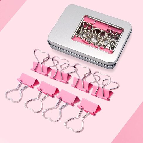 16 Pcs Pink Heart Binder Clips Cute, Gift for Pink Heart Lovers in Saudi Arabia