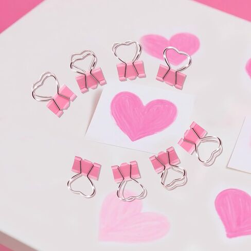 16 Pcs Pink Heart Binder Clips Cute, Gift for Pink Heart Lovers in Saudi Arabia