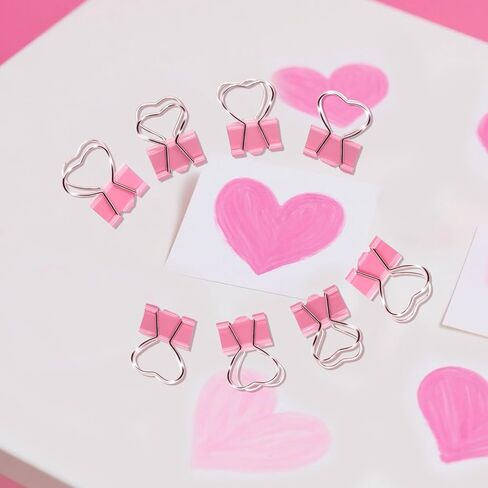 16 PCS PINK HEART BINDER CLIPS لطيف ، هدية لمحبي القلب الوردي in Kuwait