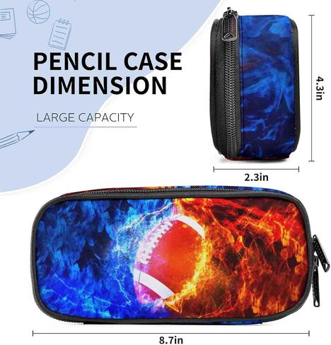 حالة قلم رصاص FOX للأطفال - حقيبة قلم مزدوجة السوستة ذات السعة الكبيرة مع مقصورات ، ومنظم اللوازم المدرسية للبنين والبنات ، مثالية لمكتب الطلاب ، والعودة إلى فكرة الهدية المدرسية in Kuwait