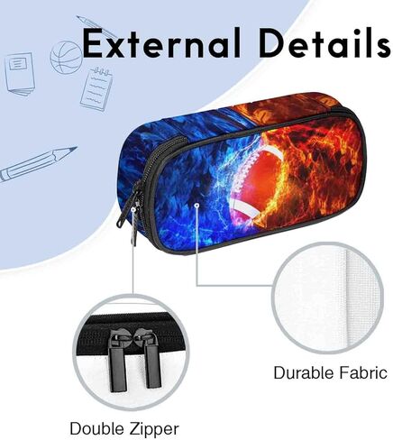 حالة قلم رصاص FOX للأطفال - حقيبة قلم مزدوجة السوستة ذات السعة الكبيرة مع مقصورات ، ومنظم اللوازم المدرسية للبنين والبنات ، مثالية لمكتب الطلاب ، والعودة إلى فكرة الهدية المدرسية in Kuwait