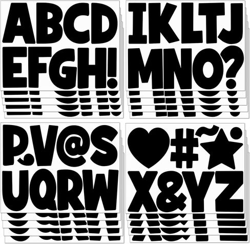 20 ورقة رسائل لوحة رسائل 4 بوصة ملصقات رسائل 180 PC ملصقات أبجدية كبيرة فينيل عصا لاصقة على رسائل لالوحة الملصقات Board Board Board Board Craft Home Door Decor (Black) in Kuwait