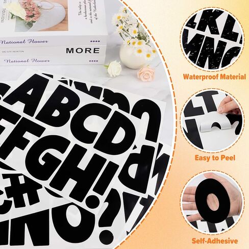 20 ورقة رسائل لوحة رسائل 4 بوصة ملصقات رسائل 180 PC ملصقات أبجدية كبيرة فينيل عصا لاصقة على رسائل لالوحة الملصقات Board Board Board Board Craft Home Door Decor (Black) in Kuwait