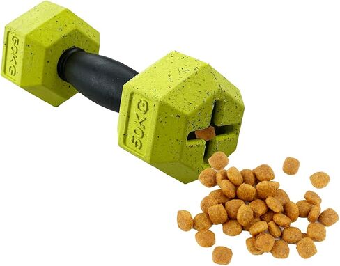 Max Fusion Made with Nike Grind, Dumbbell Dog Toy, Yellow Treat Dispenser, Natural Rubber Chew Toy for Large Dog Breeds & Puppies, Dental Health, Puzzle, Reward Play, Training Toy in Saudi Arabia