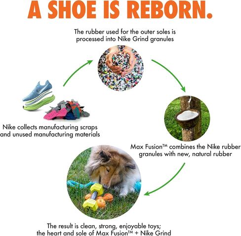 Max Fusion مصنوع من Nike Grind ، لعبة Dummbell Dog ، موزع الصفراء ، لعبة مطاطية مطاطية طبيعية لسلالات الكلاب الكبيرة والجرو ، صحة الأسنان ، اللغز ، لعب المكافآت ، لعبة التدريب in Kuwait