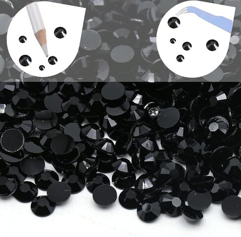 8000 Pieces Red & Black Non Hotfix Flat Back Gems Round Resin Rhinestones Kit 4 Mixed Sizes（2-5mm） with Picking Pen and Tweezer for Nails Crafts Makeup Eyes DIY Christmas Gift Clothes Phone Bottles in Kuwait