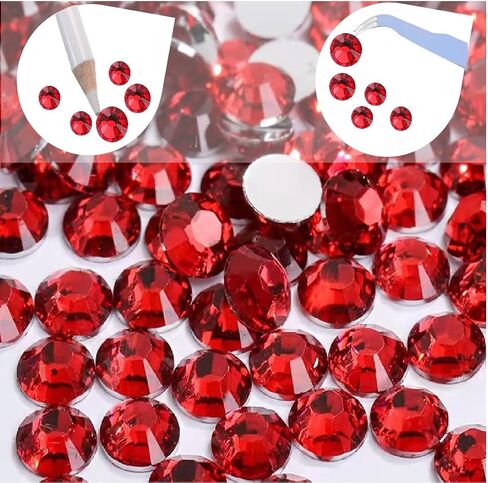 8000 Pieces Red & Black Non Hotfix Flat Back Gems Round Resin Rhinestones Kit 4 Mixed Sizes（2-5mm） with Picking Pen and Tweezer for Nails Crafts Makeup Eyes DIY Christmas Gift Clothes Phone Bottles in Kuwait