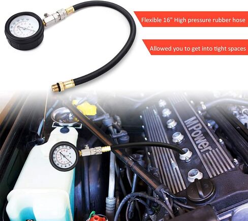 FAERSI Fuel Injection Pressure Test Kit - Universal Fuel Oil Engine Diagnostic Gauge Tester Set with Fittings, Instructions, Storage Case for Car Motorcycle Truck RV SUV & ATV, 0-100 PSI / 0-7 Bar in Saudi Arabia