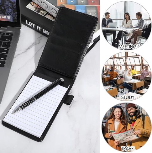 دفتر جيب Small Notepads مجموعة جيب مع غلاف جلدي للقلم جيب الجيب Mini Cute Notepads Hardcover College المجلات المبطنة للاجتماعات Daily Records School Business Memos in Saudi Arabia