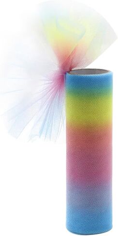 9 Yards 6 Inch Colored Tulle Rolls Gradient Tulle Netting Fabric Sheer Polyester Rainbow Mesh Ribbon Bulk Rolls with Spool for Sewing Making Crafts Decoration Scrapbooks Party Decor Supply in Saudi Arabia