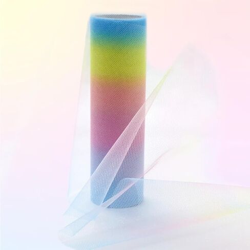 9 Yards 6 Inch Colored Tulle Rolls Gradient Tulle Netting Fabric Sheer Polyester Rainbow Mesh Ribbon Bulk Rolls with Spool for Sewing Making Crafts Decoration Scrapbooks Party Decor Supply in Saudi Arabia