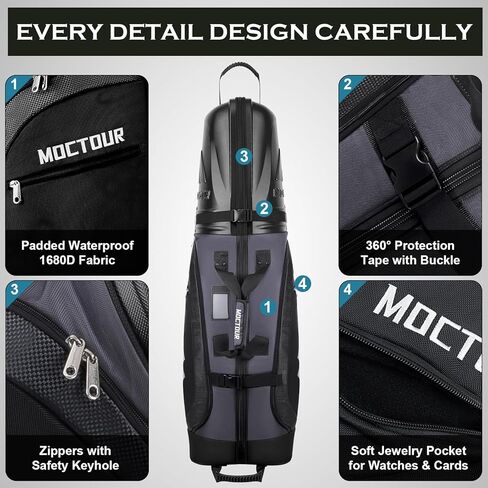 حقيبة سفر للجولف حقائب سفر مبطنة للجولف لشركات الطيران ذات العجلات، حقيبة جولف للسفر من النايلون المقاوم للماء 1680D مع حزمة تخزين وتصميم متين، حقيبة سفر مريحة وقابلة للطي للجولف in Kuwait