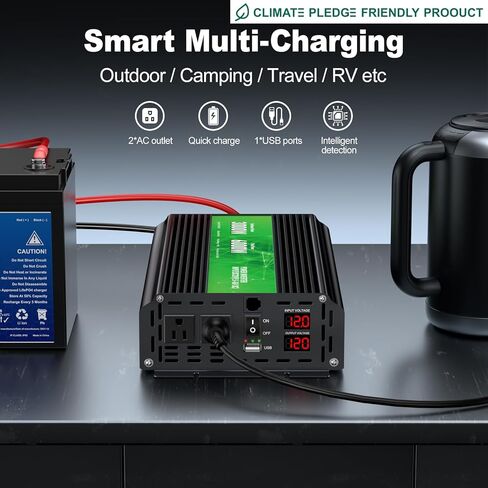 3000W Power Inverter,Peak Power 6000W 12V DC to AC 110V120V,Remote Control with 2AC Outlets and 2.4USB Port,LCD Display for Power Converter,Outdoor Activities,Emergency,Vehicles Truck RV Solar System in Saudi Arabia