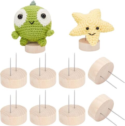 OLYCRAFT 10Pcs Wooden Doll Display Stand with Steel Pins Wooden Display Holder Crochet Doll Display Rack Needle Dolls Holders Action Figures Stand for Action Figures Dolls - 2x1.5 Inch in Saudi Arabia