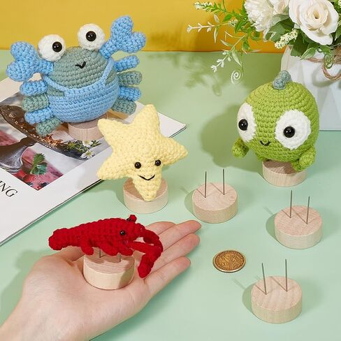 OLYCRAFT 10Pcs Wooden Doll Display Stand with Steel Pins Wooden Display Holder Crochet Doll Display Rack Needle Dolls Holders Action Figures Stand for Action Figures Dolls - 2x1.5 Inch in Saudi Arabia