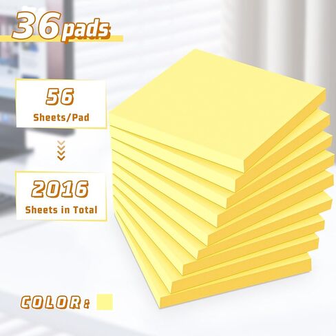 (36 Pack) Sticky Notes 3x3 in Post, Yellow Self-Stick Note Pads it, Strong Adhesive, Easy to Post for Home, Office, Notebook in Saudi Arabia