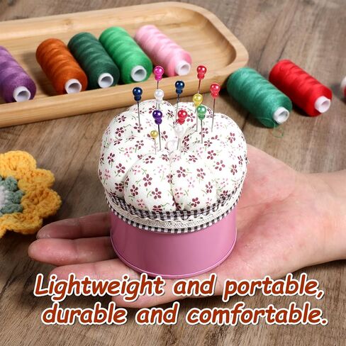 Pumpkin Shaped Pin Cushion Needle Box, Sewing Pin Cushion Kit Cute Small Pincushion Sewing Needle Holder with Storage Box for Quilting Needlework DIY Crafts, Pink in Saudi Arabia