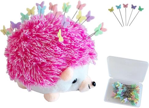 YUERFEILA Hedgehog Pin Cushion Sewing Kit with 100 Colored Pins,Pin Cushions Sewing Accessories and Supplies Flat Head Straight Pins Needle Cushions Holder in Saudi Arabia