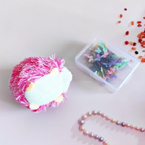 YUERFEILA Hedgehog Pin Cushion Sewing Kit with 100 Colored Pins,Pin Cushions Sewing Accessories and Supplies Flat Head Straight Pins Needle Cushions Holder in Saudi Arabia