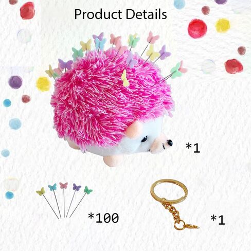 YUERFEILA Hedgehog Pin Cushion Sewing Kit with 100 Colored Pins,Pin Cushions Sewing Accessories and Supplies Flat Head Straight Pins Needle Cushions Holder in Saudi Arabia