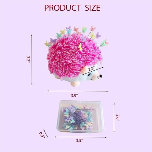 YUERFEILA Hedgehog Pin Cushion Sewing Kit with 100 Colored Pins,Pin Cushions Sewing Accessories and Supplies Flat Head Straight Pins Needle Cushions Holder in Saudi Arabia