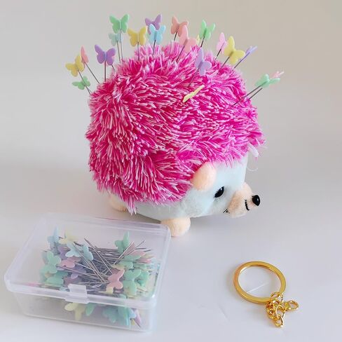 YUERFEILA Hedgehog Pin Cushion Sewing Kit with 100 Colored Pins,Pin Cushions Sewing Accessories and Supplies Flat Head Straight Pins Needle Cushions Holder in Saudi Arabia