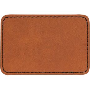 Blank Leatherette Hat Patch with Adhesive - Large Rawhide Rectangle 3.5" x 2.5" - 25 Count