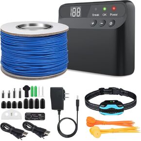 PcEoTllar Electric Fence for Dogs, Rechargeable Underground Dog Fence System, Pet Containment System, 2 Waterproof Training Collar Receivers, with 656Ft Underground/Aboveground Boundary Wire