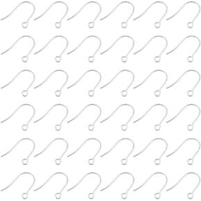 UNICRAFTALE 300Pcs Ear Wires 316L Surgical Stainless Steel Earring Hooks Metal Ear Wire with Horizontal Loop Earring Supplies for DIY Earring Jewelry Making 2mm Hole