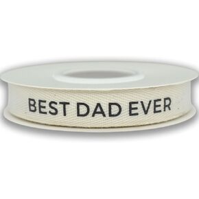 Cotton Ribbon, 5/8 Inch x 10 Yards, Natural Twill Tape for Father’s Day Gift Wrapping, DIY Crafts, and Decorations(Best Dad Ever)