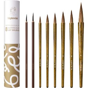 Watercolor Brushes 8Pcs,Round Pointed Tip Paint Brush Art Brush for Watercolor Acrylic Gouache Inks Painting Chinese Calligraphy