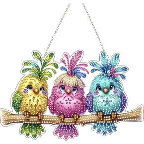 JJFox Diamond Art Hanging Kit for Adult,Special Shaped Rhinestone,DIY Acrylic Diamond Art Painting Window Pendants Home Garden Wall Hanging Kits Hanging Ornament (Candy House)