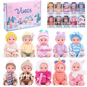 10pcs Set 4 Inch Reborn Baby Dolls - Open Eyes Realistic Baby Doll Toys for Kids, Mini Dolls Collection for 3+ Year Old Girls Boys