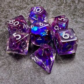 Sage’s Portal Cantrips DND Dice Set - Round Edge Resin 7-PC Polyhedral DND Dice Set for Dungeons and Dragons D&D RPG Tabletop TTRPG (Purple Stars) in Kuwait