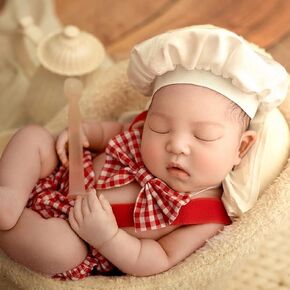 Baby Chef Outfit Apron And Chef Hat Set, Baby Photoshoot Props Boy Newborn Photography Costume Infant Cosplay Bakery Outfits