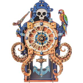 3D Puzzle for Adults-Wooden Owl Clock for Room Decoration, DIY Build Mechanical Wall Clock with Roman Numerals, Personalized Gift for DIY Lovers