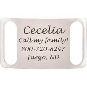 DogIDs Personalized ScruffTag Slide-On Nameplate Dog Identification Tag, Custom Laser Engraved Single Sided ID Tag with Name and Number - Brass, Large, 1 in
