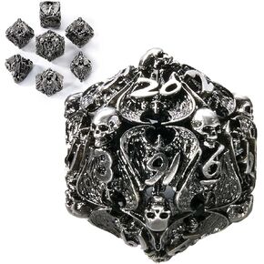 Metal DND Dice Set -Skull Dice Bone Mystery Dice - D20, D12,%D10, D10, D8, D6 & D4 Sided. Cool & Unique Gift for Dungeons & Dragons D&D Accessories, Pathfinder