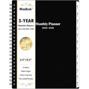 2026-2028 Monthly Planner/Calendar - 3 Year Monthly Planner 2026-2028, 36 Months Planner, Jan. 2026 - Dec. 2028, 6.4" x 8.5", 36 Months Tabs, 30 Notes Pages, Double-Side Pocket, Holidays